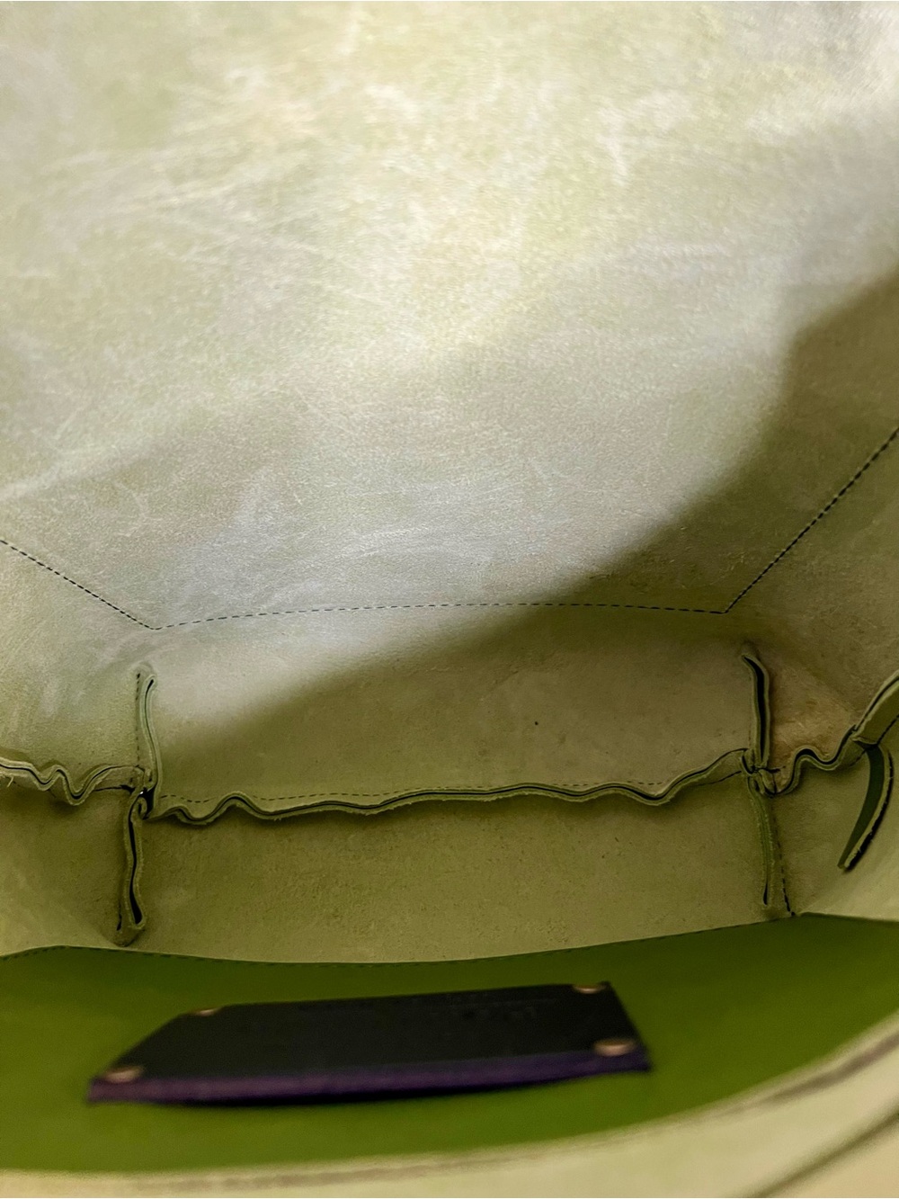 Portland Leather Goods Small Classic Tote Green Apple. - Picture 5 of 11